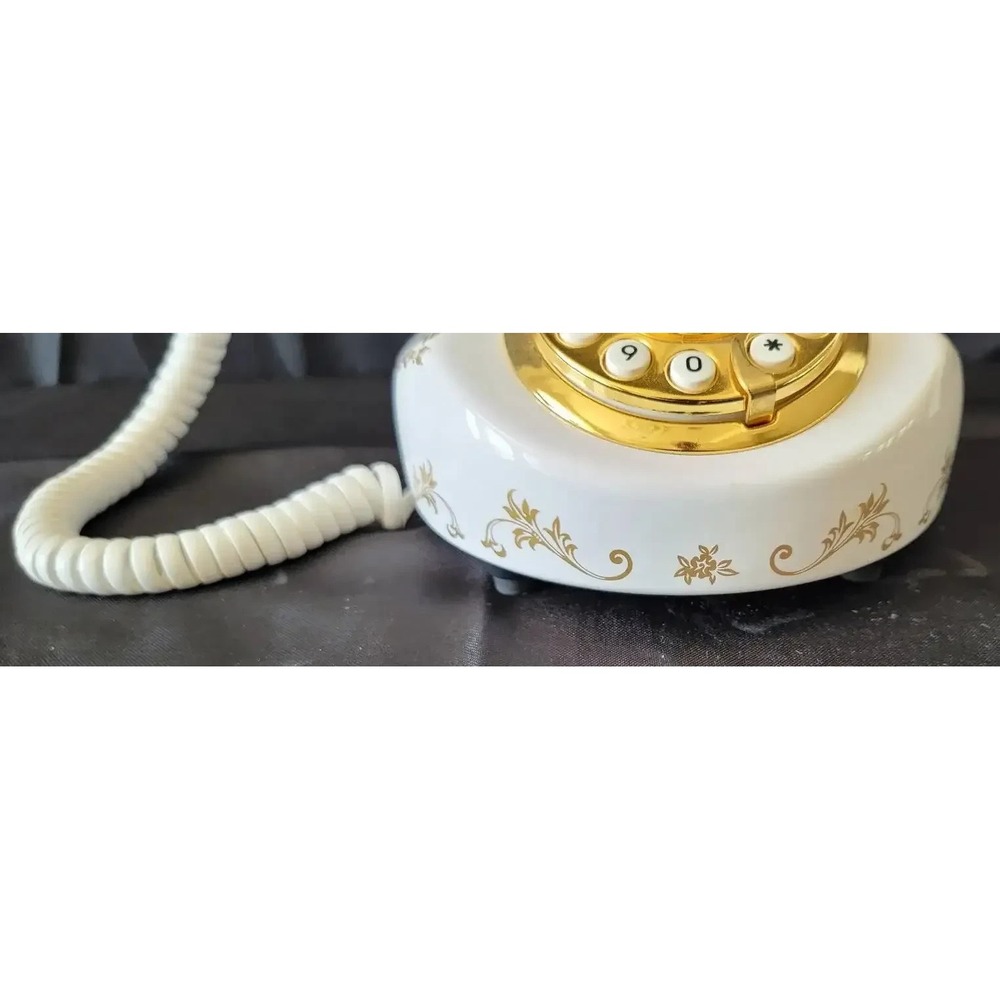 Vintage Style Decorative Push Button Telephone with Floral Design - Picture 5 of 12